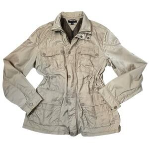 Tommy Hilfiger Coat Jacket Khaki Heavy Outdoor Waterproof Camping Hiking SZ XL